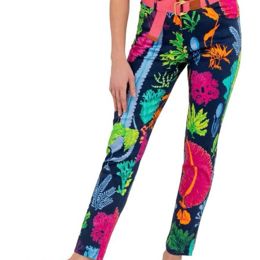 Gretchen Scott Pajessa Alta Gripeless Sea Sway Navy Spandex Jeans  XXS New